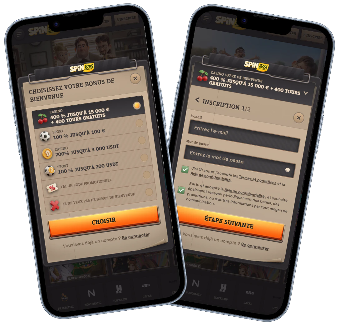 Inscription et connexion sur SpinBoss